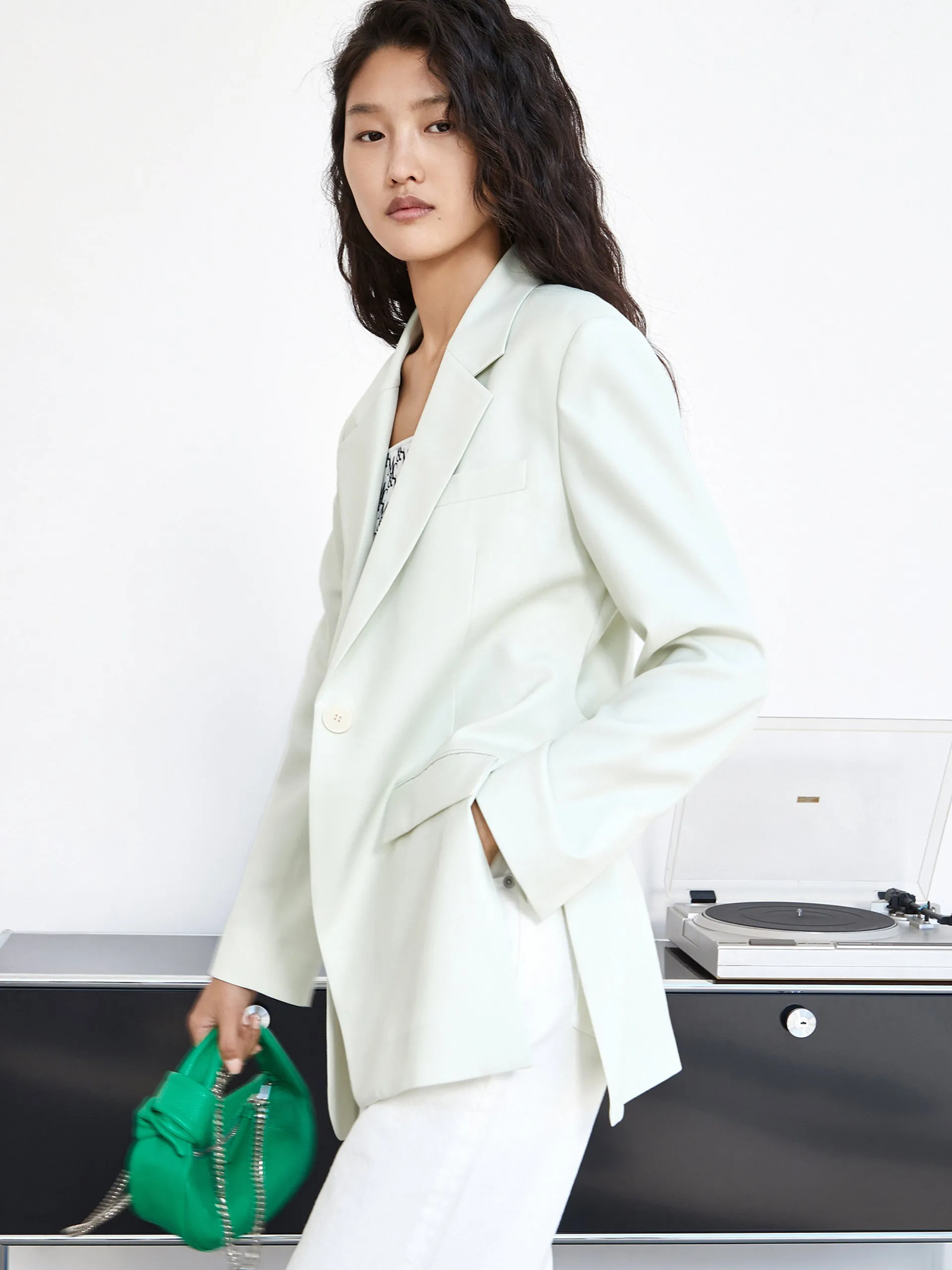 Solid Single Button Blazer