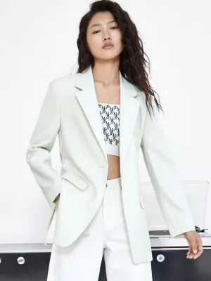 Solid Single Button Blazer