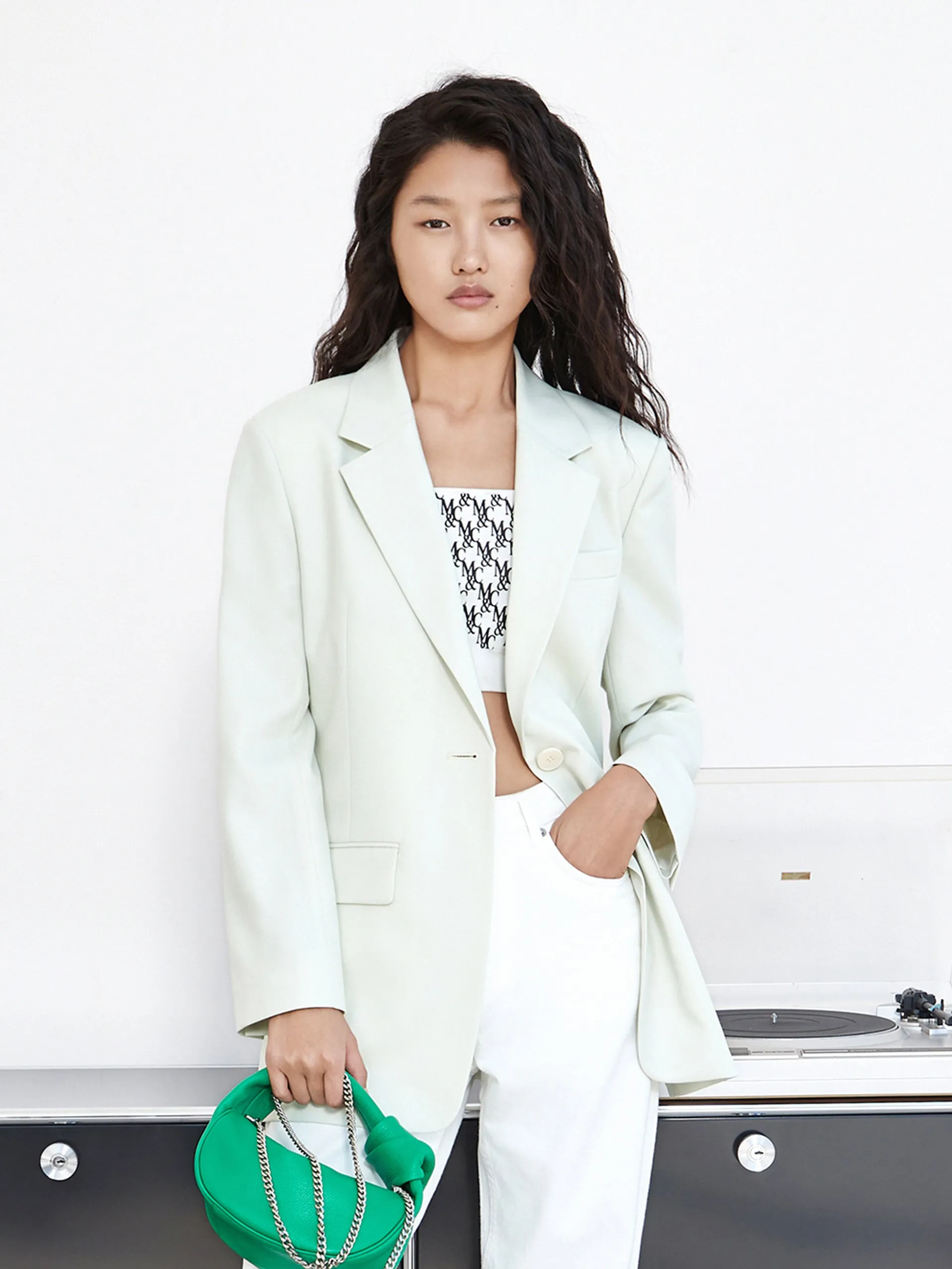Solid Single Button Blazer