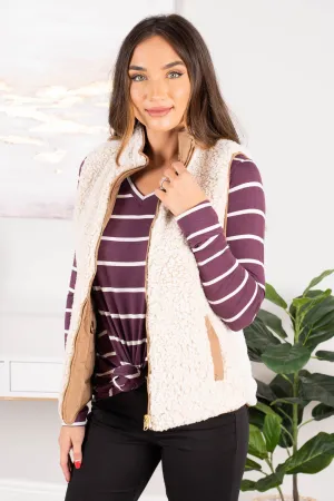 Something To See Eggplant Purple Striped Top