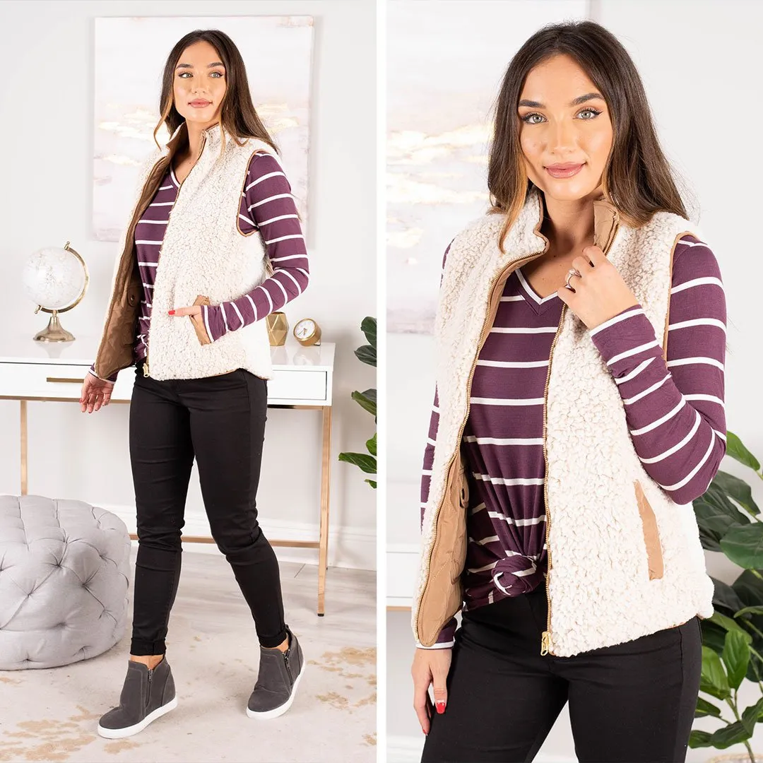 Something To See Eggplant Purple Striped Top