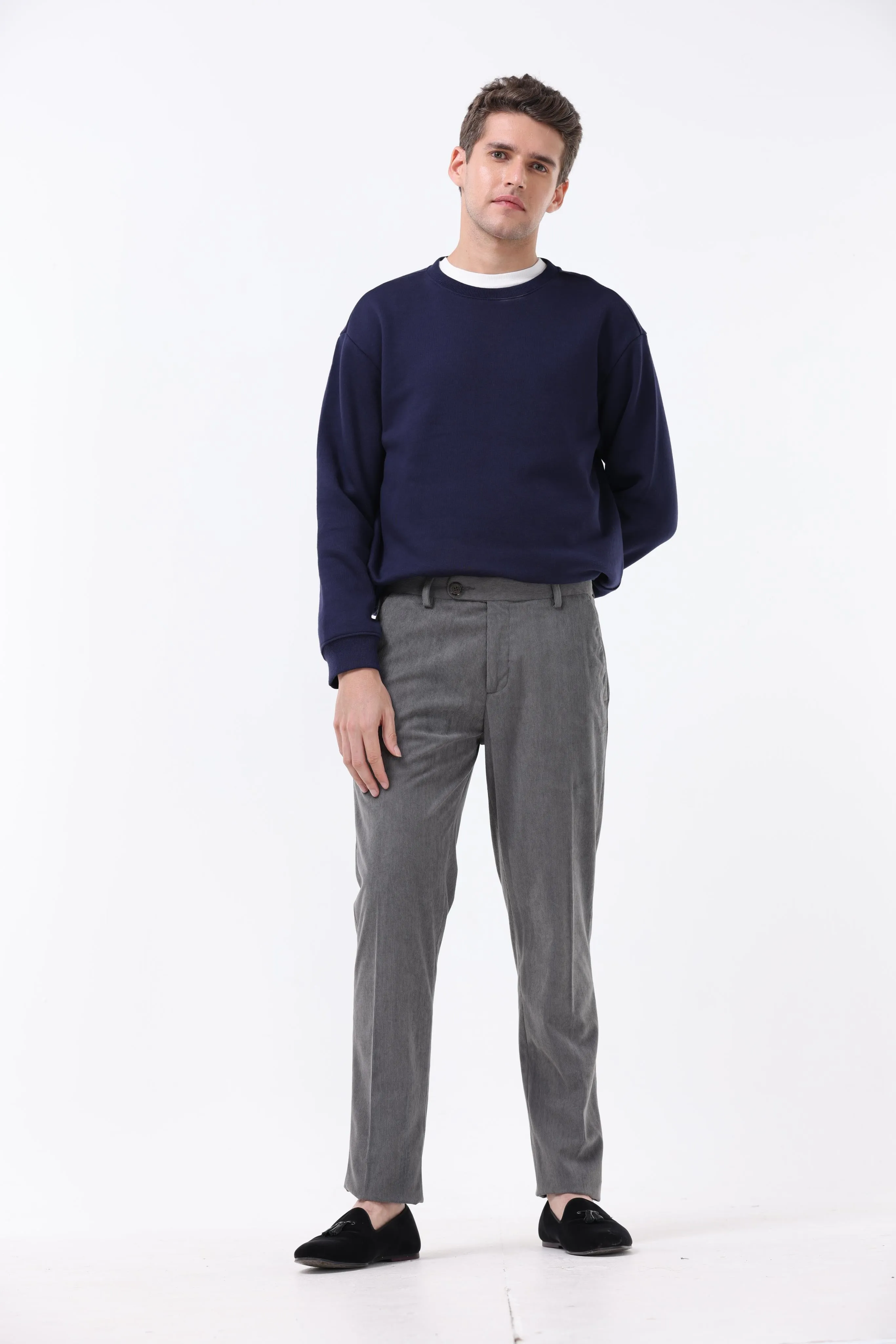 STATEMENT CORDUROY TROUSERS IN GREY