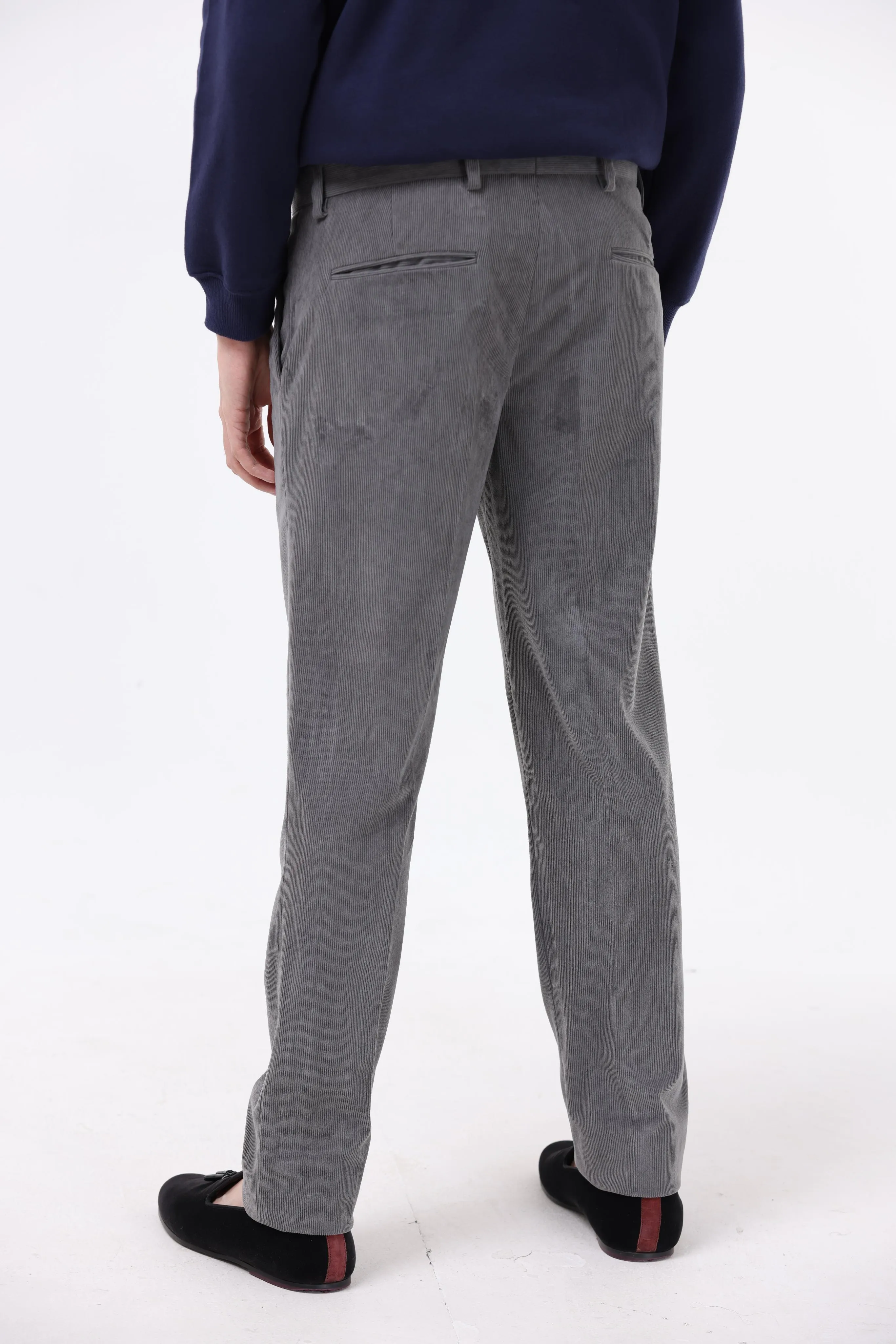 STATEMENT CORDUROY TROUSERS IN GREY