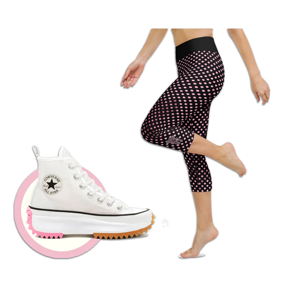 Sunblocked Run Star Hike Pretty in Pink Smoky Spotlight Halftone Dot Capri Yoga Leggings