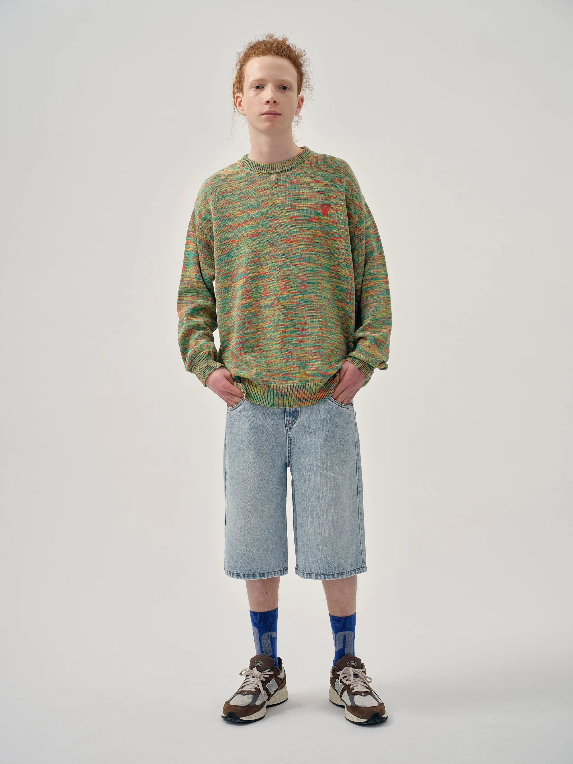 Sweater Knitted Multi Green Orange