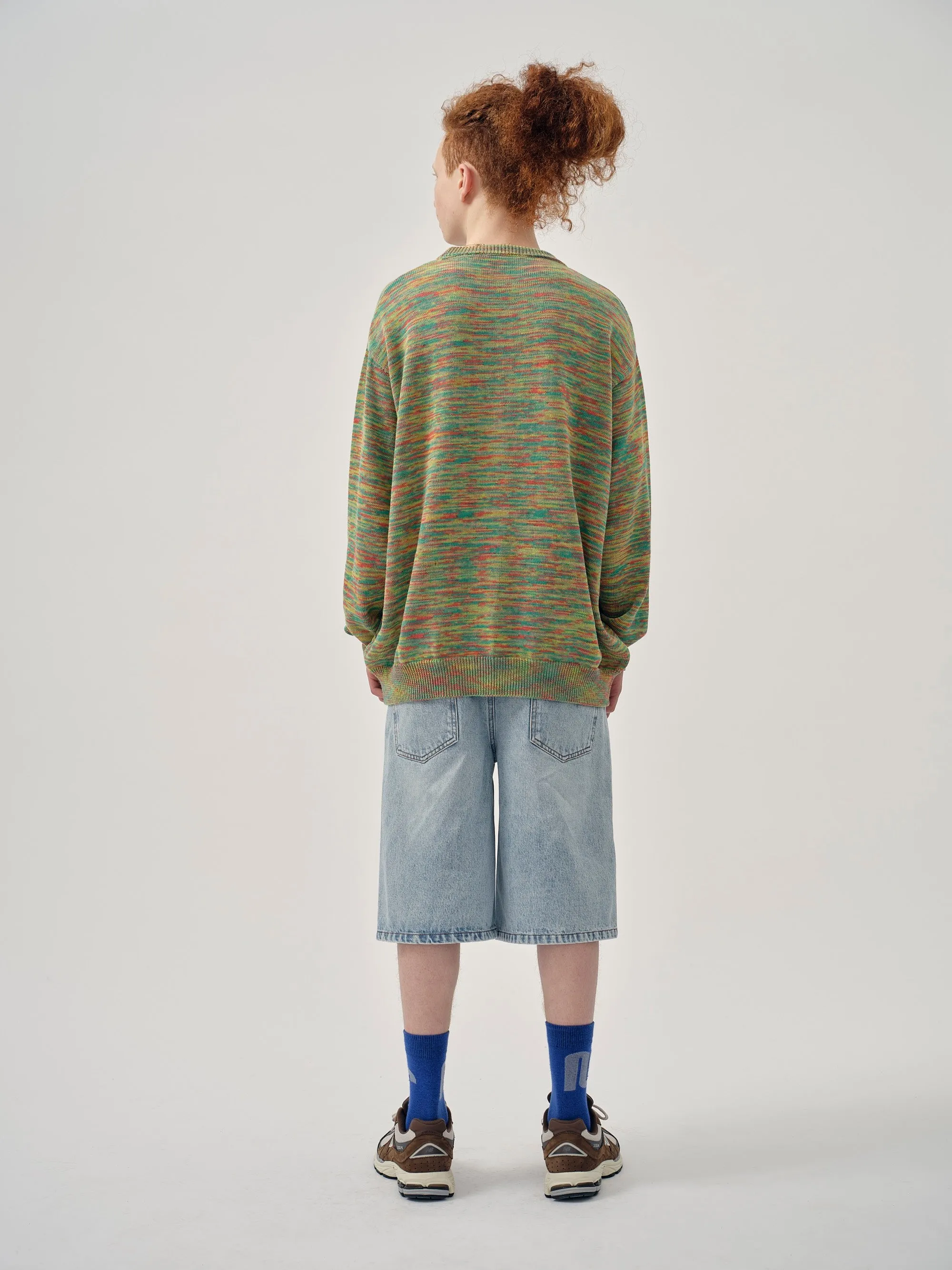 Sweater Knitted Multi Green Orange