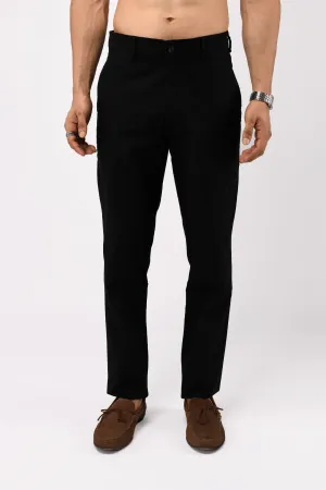 TIMELESS COTTON CHINOS- LINEN FEELS IN BLACK