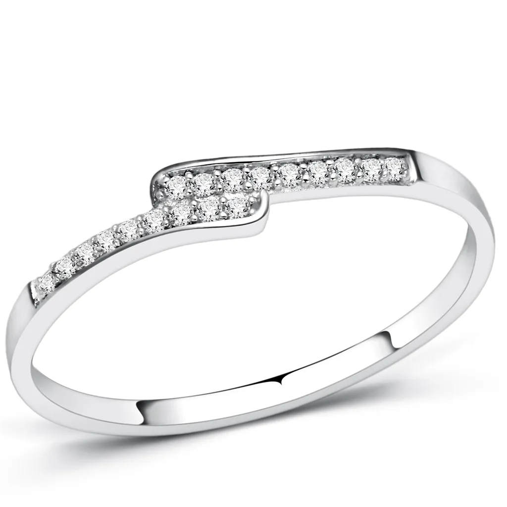 TS077 - 925 Sterling Silver Ring Rhodium Women AAA Grade CZ Clear