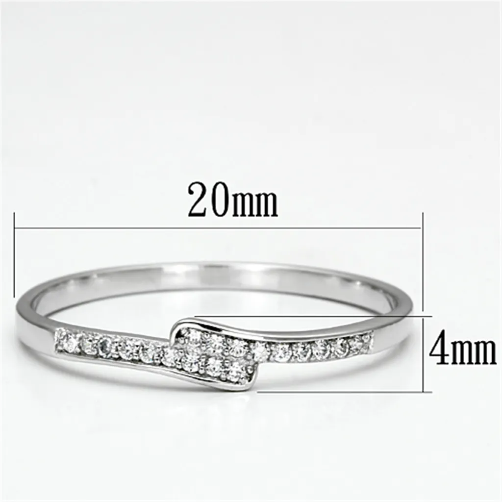 TS077 - 925 Sterling Silver Ring Rhodium Women AAA Grade CZ Clear