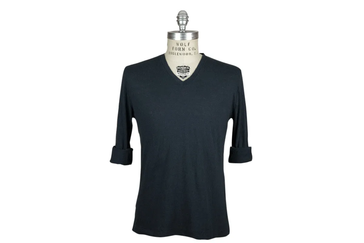 V: : Room-L/S Cashmere Soft Jersey Knit (Navy Melange)