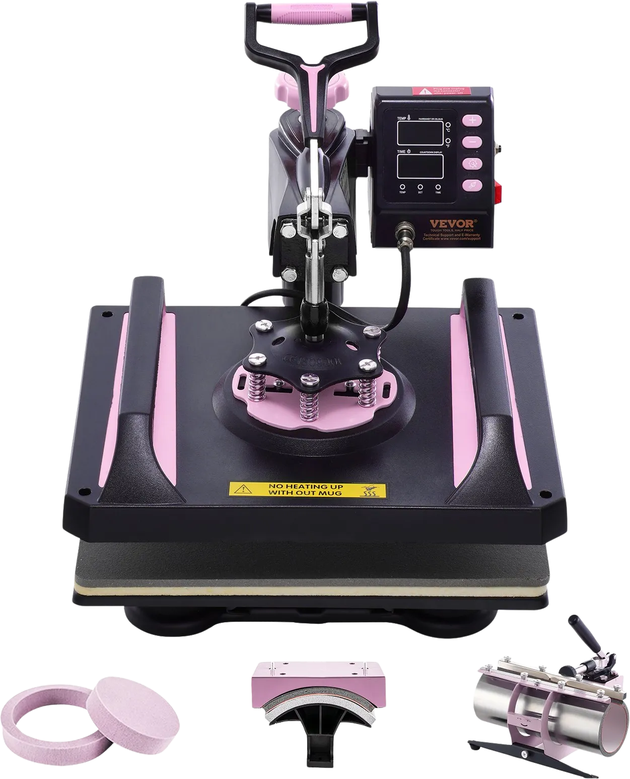 Vevor Heat Press 5-in-1 Machine 12" x 15" with 30oz Tumbler Press Black/Pink New