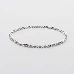 White Gold Box Chain Bracelet - Polished 2.6mm