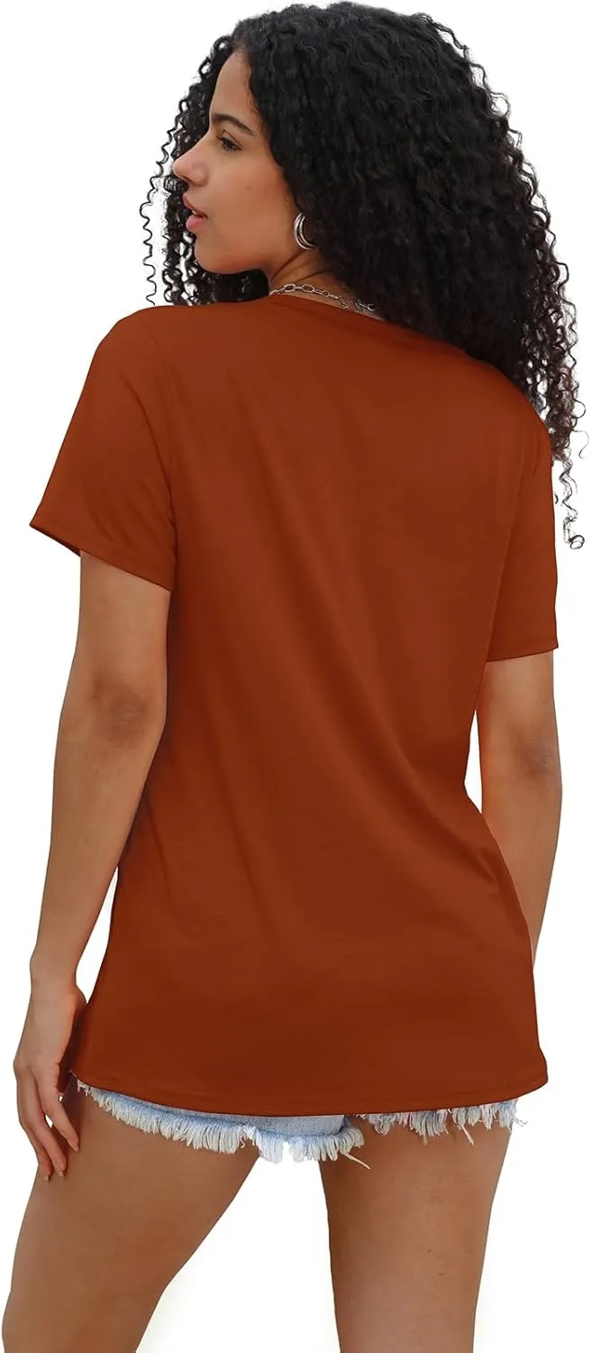 WIHOLL Summer Tops for Women Scoop Neck Basic Tees Short Sleeve Casual T-Shirts Loose Fit