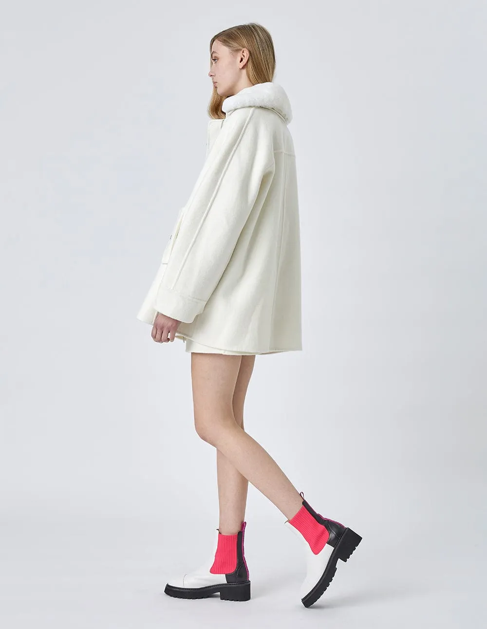 Women Detachable Collar Woolen Coat