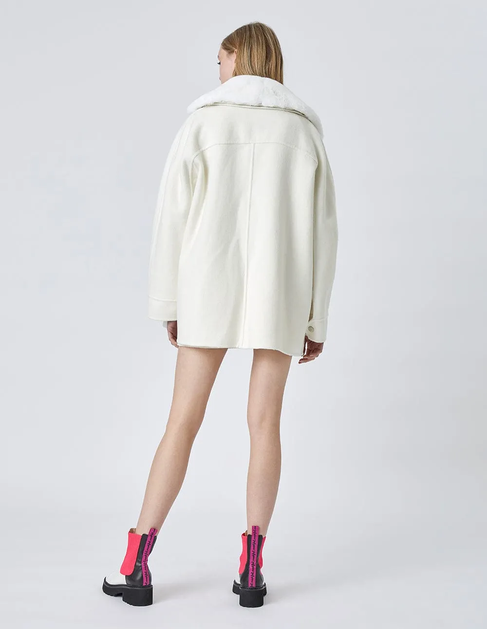 Women Detachable Collar Woolen Coat