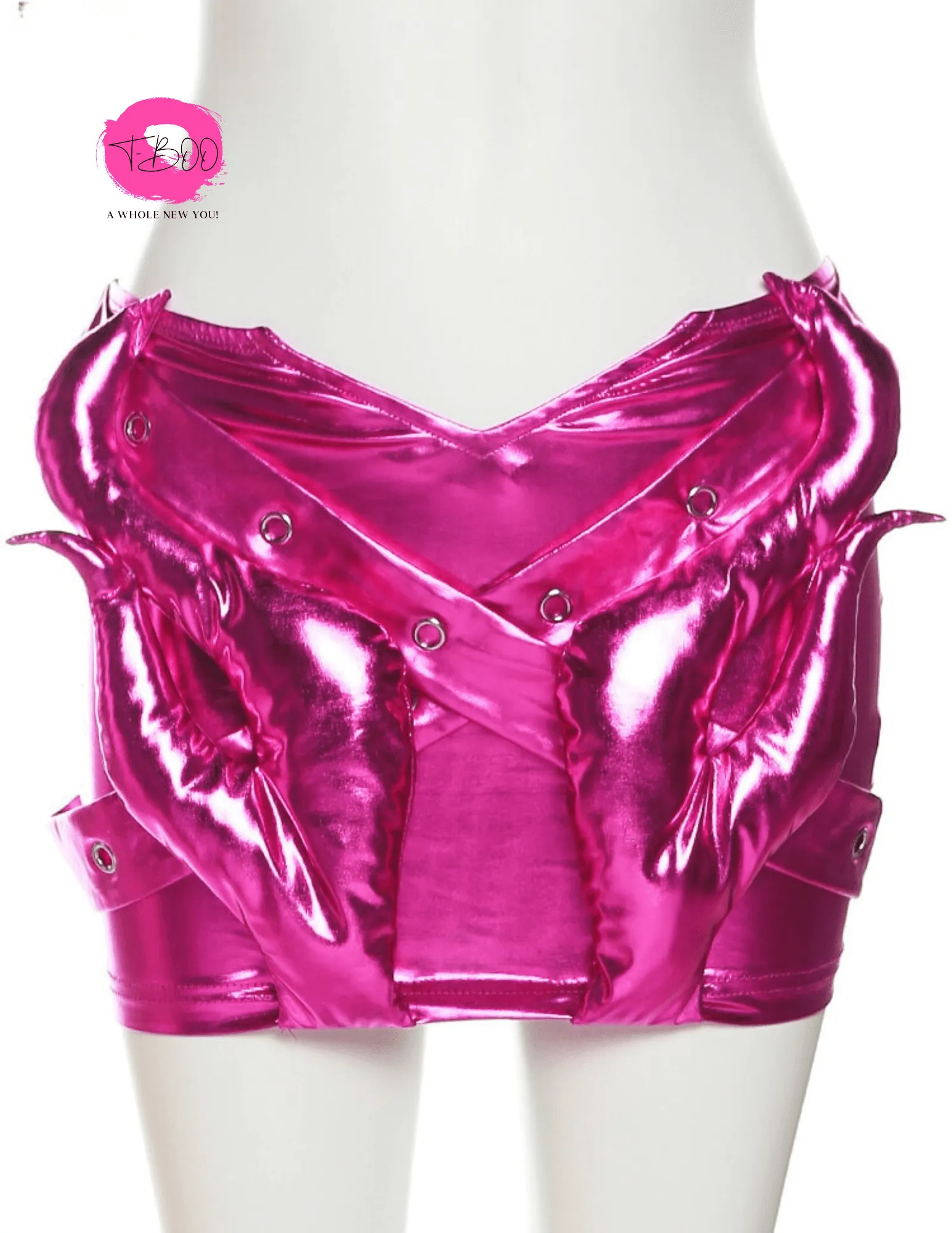 Women Sexy Low Waist Hip Skirts Horns Cross Skirts Summer Trend Faux Leather Design