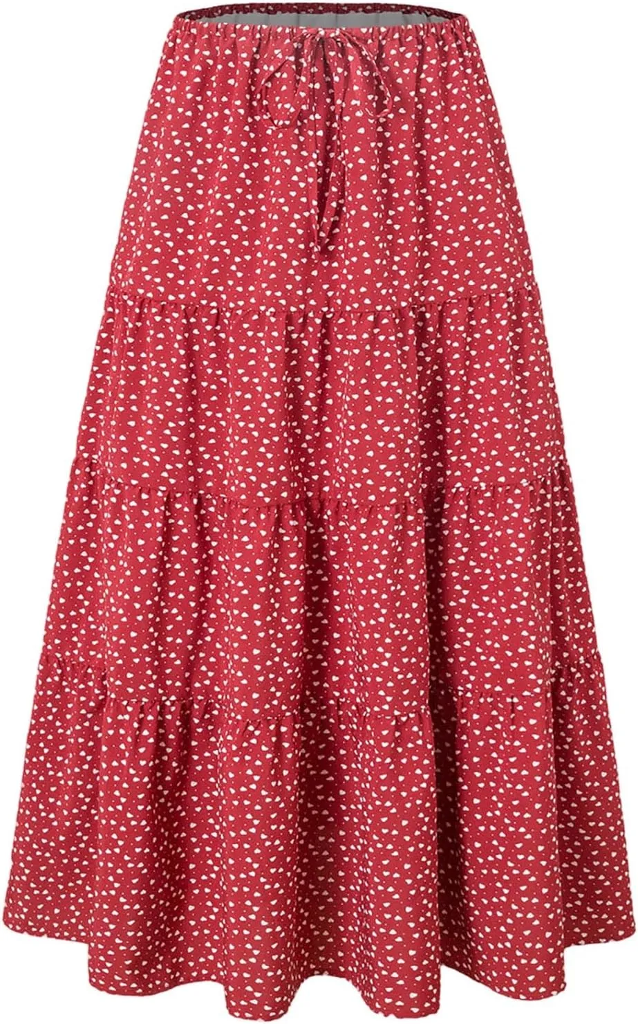 Womens Floral Maxi Skirt Flowy Boho Elastic Waist Pleated A-Line Skirts Summer Beach Swing Long Skirts 2025 Fashion