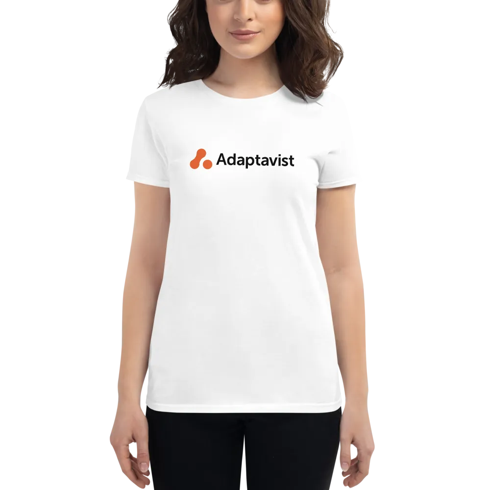 Women's White Adaptavist Simple Logo Design T-Shirt CB1