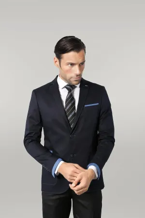 WSS 2 Button Bag Pocket Navy Blue Jacket- - Singen