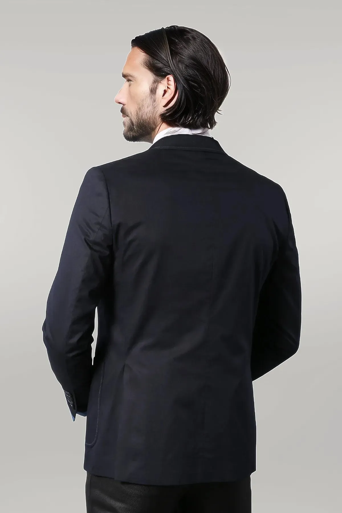 WSS 2 Button Bag Pocket Navy Blue Jacket- - Singen