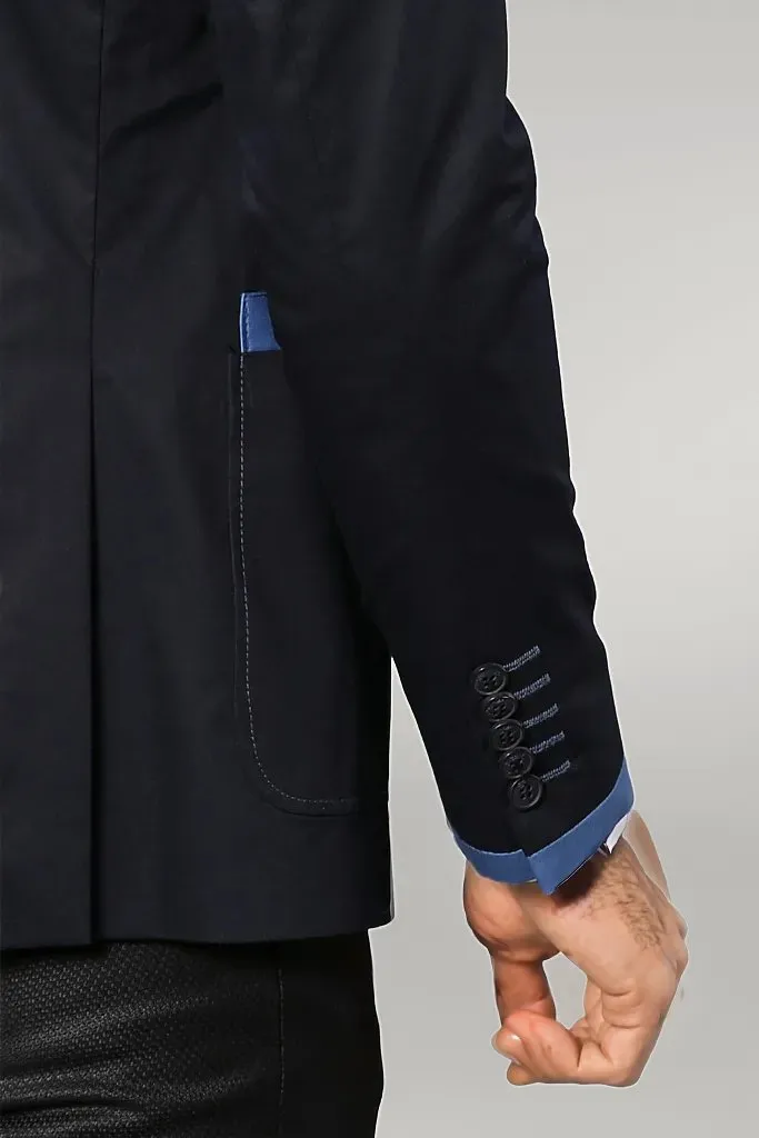 WSS 2 Button Bag Pocket Navy Blue Jacket- - Singen