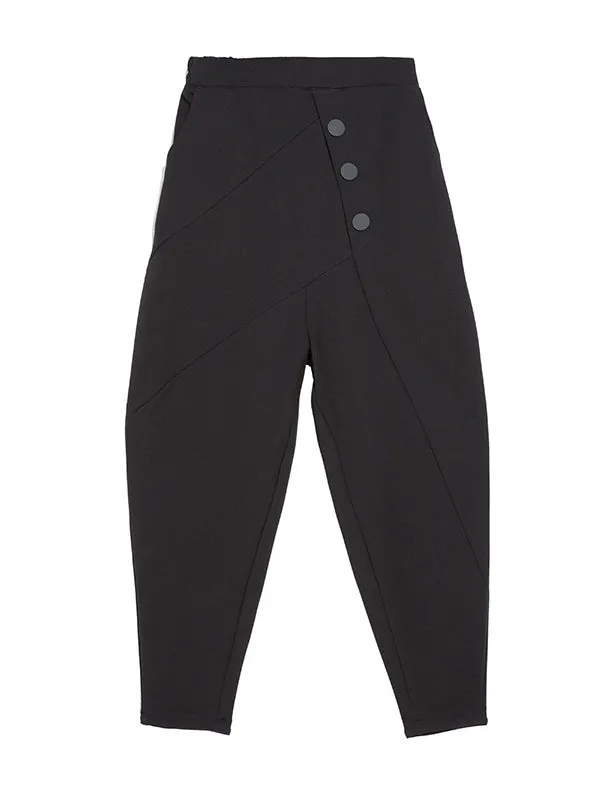 xakxx Personality Black With Button High-Waist Harem Pants