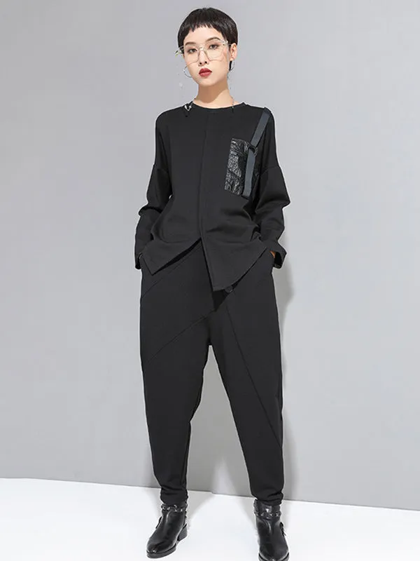 xakxx Personality Black With Button High-Waist Harem Pants