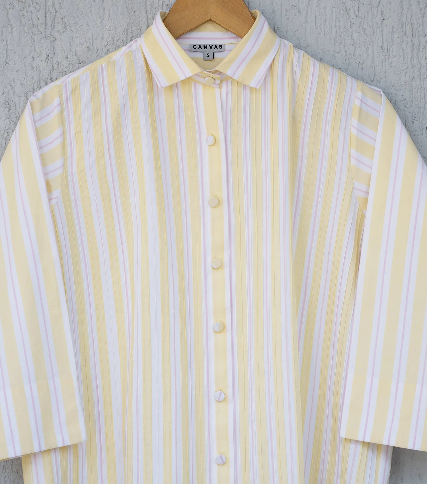 Yellow Poplin Striped Shirt